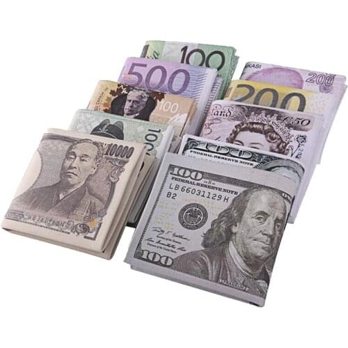 New Creative Money Printing Pattern Wallet Zipper Wallet Storage Package Dollar Sterling Euro Ruble Shape Compartment Coin Purse