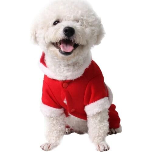 Pet Cat Dog Clothes Christmas Santa Claus Costume Hoodie Velvet Coat Jumpsuit Christmas Costumes Puppy Jumpsuits