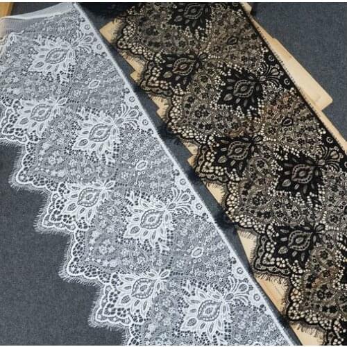 27 cm wide, single side hollow pressed yarn, high quality eyelash lace garment fabric, DIY skirt material