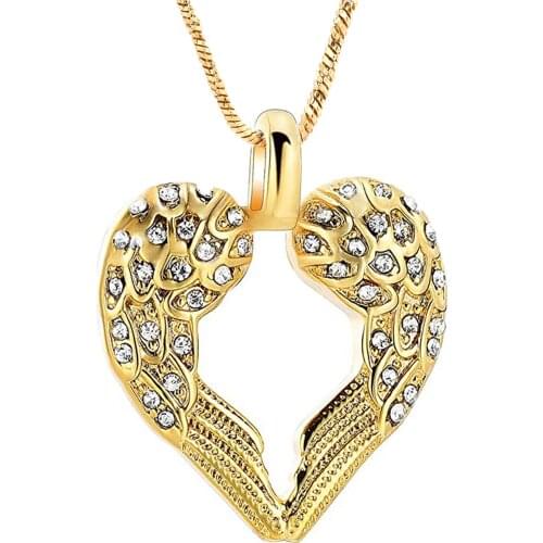 Angel Wings Heart Cremation Jewelry for Ashes Holder Stainless Steel Memorial Ashes Keepsake Urn Necklace