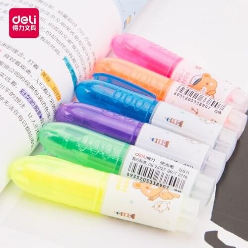 Deli Highlighters Pen 6pc Colors Pastel Markers Fluorescent Pen Watercolor Highlighters Drawing Painting Art Stationary Supplies