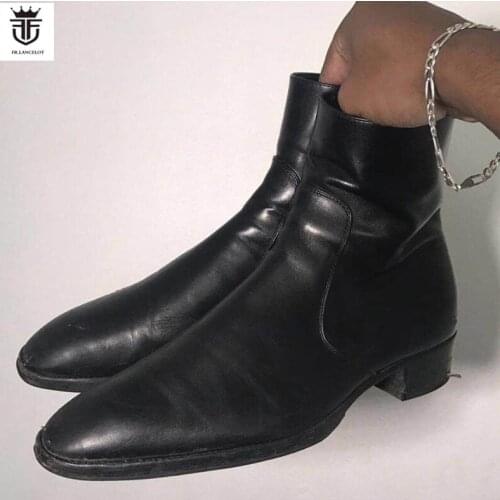 FR.LANCELOT 2020 New leather men booties zip up Chelsea Boots black old style Ankle Boots Mens Fashion party shoes vintage