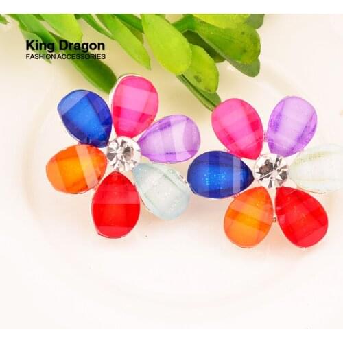 New Arrival Colorful Resin Rhinestone Button Used On Craft Decoration Shank Back 24MM 5PCS/lot Silver Color KD387