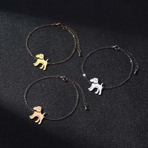 New Creative Cute Schnauzer Dog Shape Pendant Bracelet Personality Dog Lover Stainless Steel Fashion Lady Bracelet Jewelry