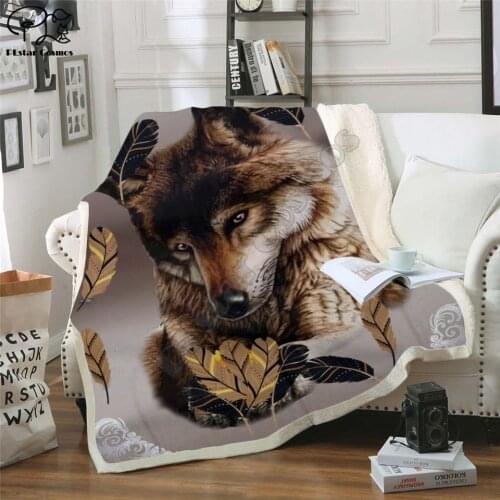 Wolf love sherpa Hooded Blanket 3D full printed Wearable Blanket Adults/Child Fleece Blanket drop shipping