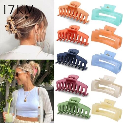 Solid Women Hair Claws Solid Hair Crab For Girls Rainbow Color Acrylic Hair Clips Barrette Hairpins Hair Accessories