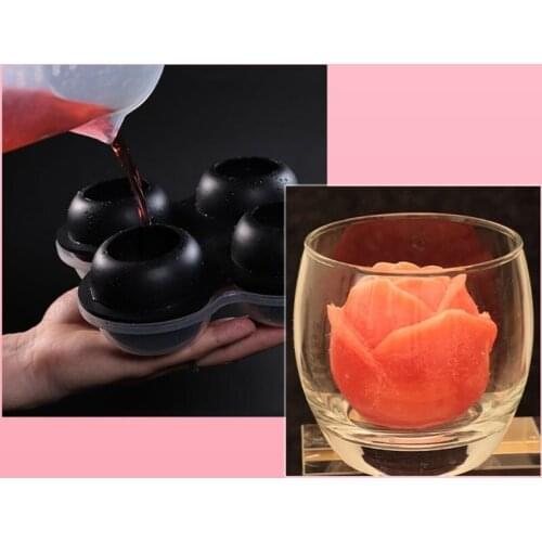 P8DE 3D Rose Ice Cube Mold Silicone Rose Flower Ice Cubes Mould for Whiskey Cocktai