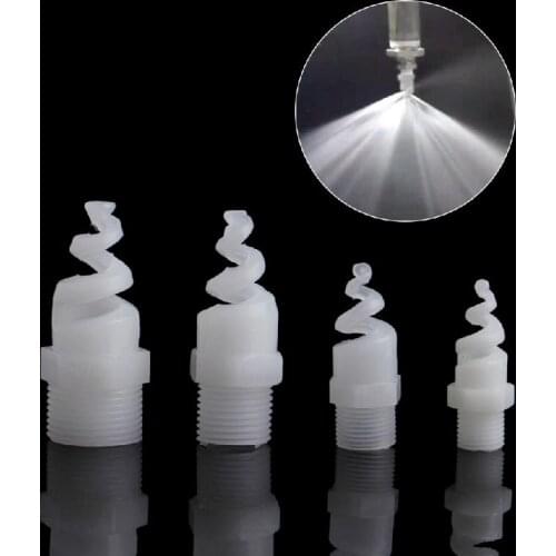 5Pcs Plastic PP Spiral Cone Nozzle Spray Sprinkler Head 1/4" 3/8" 1/2" 3/4" bspt w110