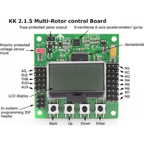 KK2.1.5 LCD Flight Control Board V1.9S for RC Multi-rotor Drone Fixed-Wing F450,F550