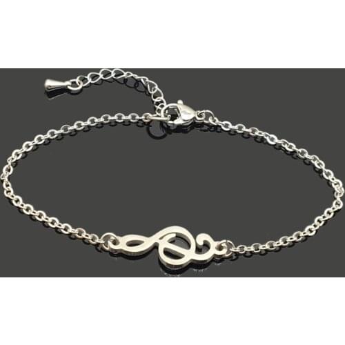 Music Note Charm Stainless Steel Chain Bracelet High Quality Stainless Steel Music Note Pendant Chain Bracelet For Women Girls