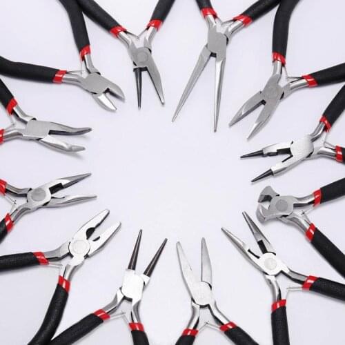 Hand-made Needle-nose Pliers DIY First Jewelry Tool Pliers Multi-function Curved Nose Pliers Diagonal Cutting Pliers Mini Pliers