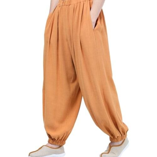 High quality cotton&linen buddhist zen buddha bloomers lay meditation pants shaolin monk kung fu martial arts wushu trousers
