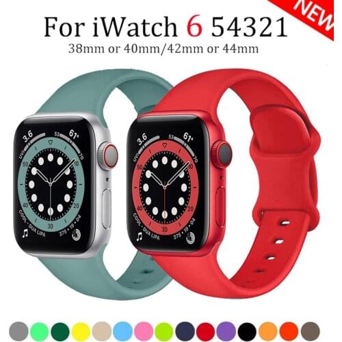 Silicone Strap For Apple Watch band 44mm 40mm 38mm 42mm 44 mm Rubber watchband smartwatch correa bracelet iWatch 3 4 5 6 se band