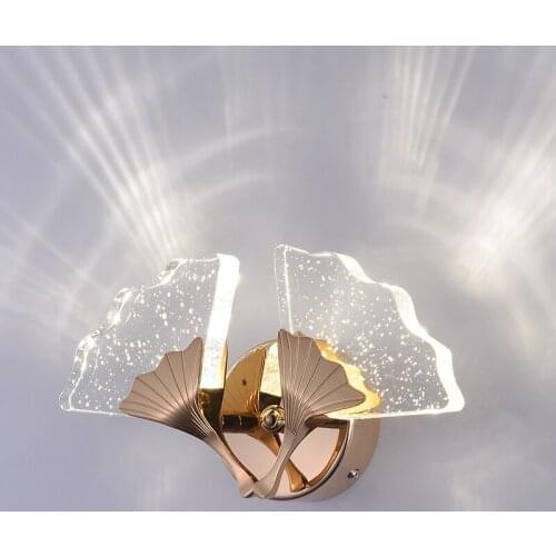 LED Apricot Leaves K9 Crystal Bubble Wall Lamps Luxury Bedroom Bedside Light Porch Hotel Corridor Hallway Warm LED Wall Sconce