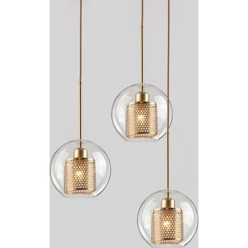 Vintage glass ball crystal chandelier ceiling luminaire suspendu bathroom fixture luzes de teto