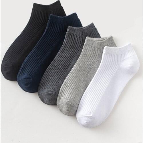 High Quality 5 Pairs/lot Cotton Mens Socks Breathable Striped Comfortable Black Business Solid color Male Socks New