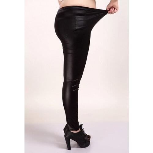 Women Leggins Fashion PU Leather Pants High Elastic Waist Leggings Casaul Slim Plus Size Mujer Female Leggins
