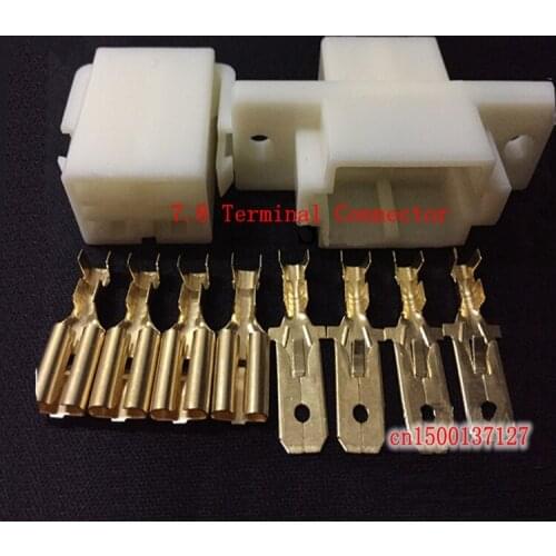 1sets/lot 7.8 automobile connector 4P connector 4 core male and female butt plug electric vehicle motorcycle terminal