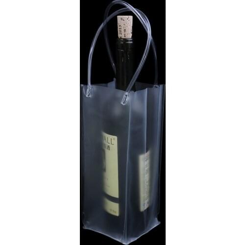 1PCS Durable Clear Transparent PVC Champagne Wine Ice Bag Pouch Cooler Bag With Handle 10*10*24cm