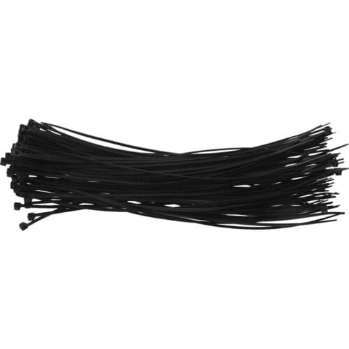 100 x Thin Black Cable Tidy Ties Zip Ties Cord Strap Wrap 200mm x 3mm