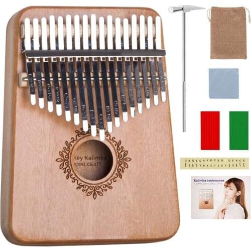 Mahogany Wooden 17 Keys Kalimba Thumb Piano Creative Music Box Musical Instruments Portable Finger Piano Gifts for Beginners