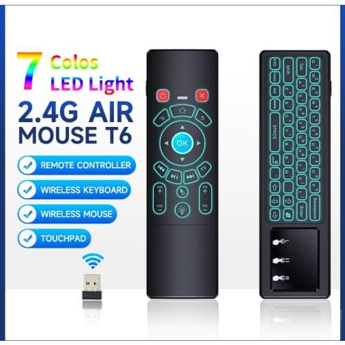T6 2.4G Fly mouse mini wireless airmouse keyboard with touchpad 3-Gyro 3-Gsensor IR Learning Remote Control