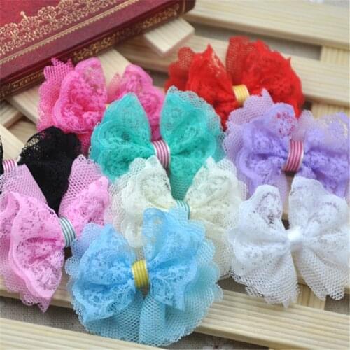 20PCS Craft Doll Decor Lots Mesh Ribbon Bow Flowers Appliques E287