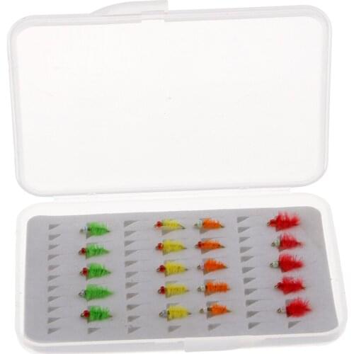 20pcs Trout Bait Dry Fly Fishing Hooks Streamer Lure Kit with Case Box