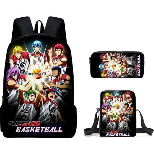 2021 3pcs/Set Backpack Kurokos Basketball Backpack Shoulder Bags 3D Print Fashion School Bag Mochilas Student Backpack