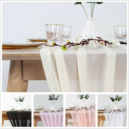 30x305cm Wedding White Chiffon Table Runner Tablecloth Cover Chair Sash Party Decor Chair Sash Party Decor Banquet Chair Sash