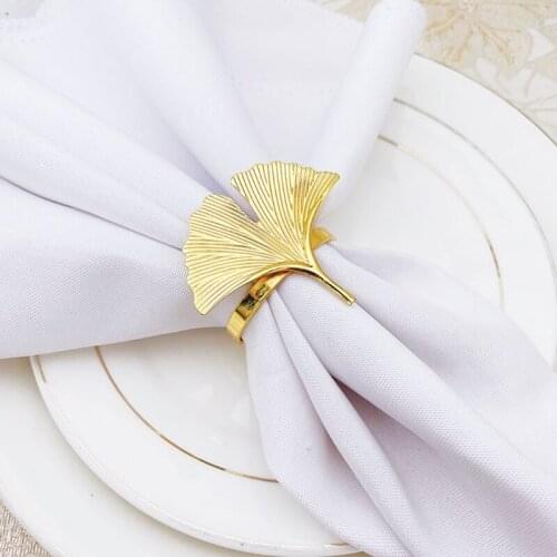 6pcs Ginkgo Leaves Napkin Ring Buckle Holders for Wedding Party Mother’s Day Dinner Table Decoration