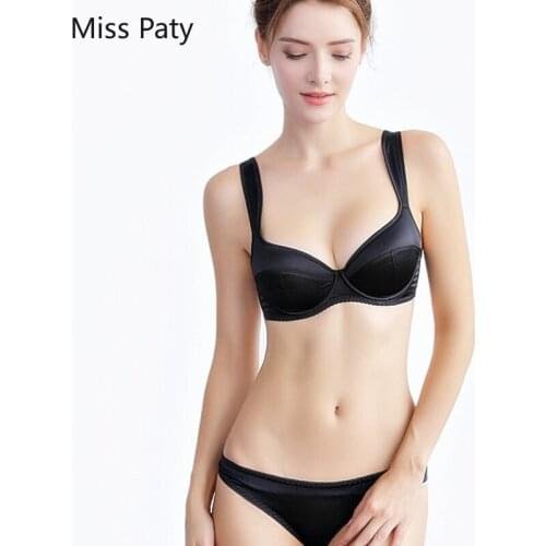 2019 New High-end fabric sexy light without marks gathered bra set black lingerie bralette free shipping bras for women