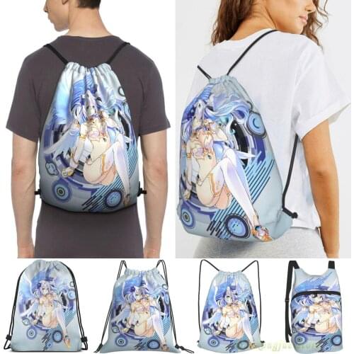 Cyberdimension Neptunia Online (Black Heart Noire) Men Outdoor Travel Gym Bag Waterproof Drawstring Backpack Women Fitness Bags