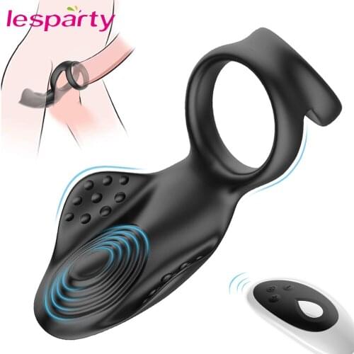 10 Modes Vibrating Penis Massager Ring Dildo Sex Toys for Men Scrotum Massager Male Chastity Cage Testicle Bondage Vibrators