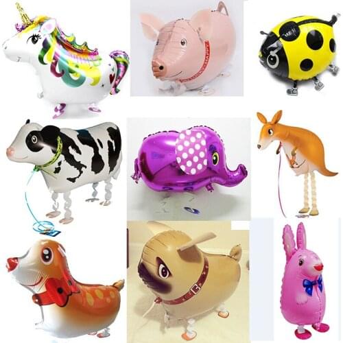 Walking Animal Balloons Cute Cat Dog Panda Dinosaur Tiger Unicorn pet Ball Globos Birthday Party Decorations Kids Helium Balloon