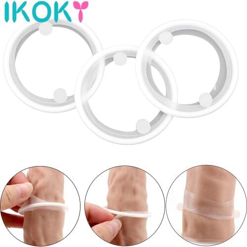 IKOKY 3 Pcs/set Penis Ring Foreskin Delay Ejaculation Cock Ring Lock Silicone Sex toys for Men Male Chastity