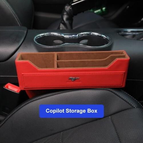 QHCP Car Passenger Seat Storage Box Side Seat Crevice Gap Drink Phone Coin Holder Organizer Container For Ford Mustang 2015-2020