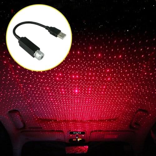 Creative Car Tuning Red Mini USB LED Car Interior Decor Atmosphere Light Lamp Star Sky Projector Gadget Car Accessories