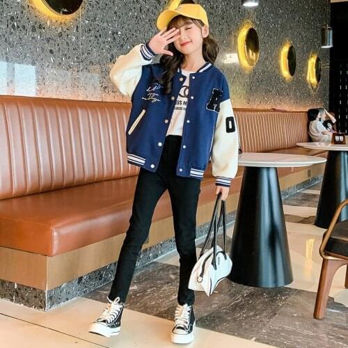 Girls Casual Clothes Kids Autumn Fashion Printing Jacket Children Tracksuit Coat Teenage Sport Outerwear 5 6 7 8 9 10 11 12 13 Y