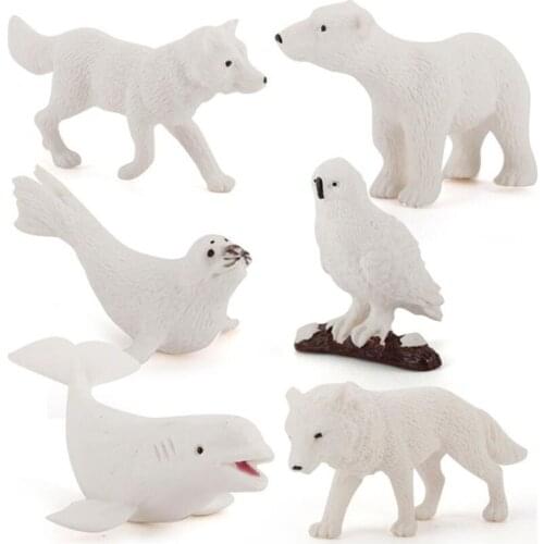 HOT Mini Simulation Animal Model Girls Boys Toys Polar Bear Seal Fox White Whale Kids Toy Learning Ornaments Cognitive Education