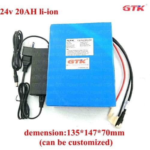 GTK 24V 20Ah lithium battery pack Lipo batteries rechargeable li ion for Ebike, wheelchair, electric, scooter, +2A Charger