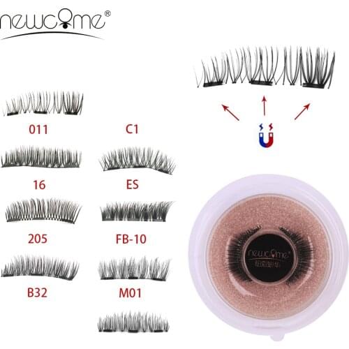 NEWCOME 3 Magnets Eyelashes Handmade 3D/6D Natural Magnetic Lashes Full Strips Eyes Lashes False Eyelash Cilia Makeup Tool