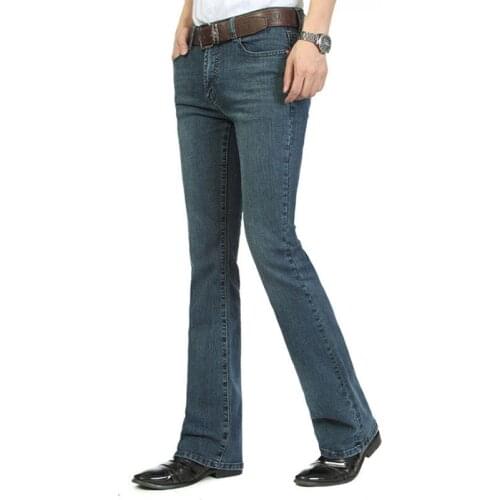 2021 New Jeans Men Retro Vintage Jeans Elastic Flare Pants Mens Micro Pants Slim Solid color Leisure simplicity