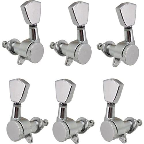 A Set Chrome Locked String Tuning Pegs Tuners Machine Heads for Acoustic Electric Guitar accessories With Retro Trapezoid Handle