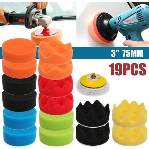 17Pcs 80mm Gross Polishing Buffing Pad Kit For Car Polishing With Drill Adapter 3 inch Polisher Pads Buffing Adhesive Backer Pad