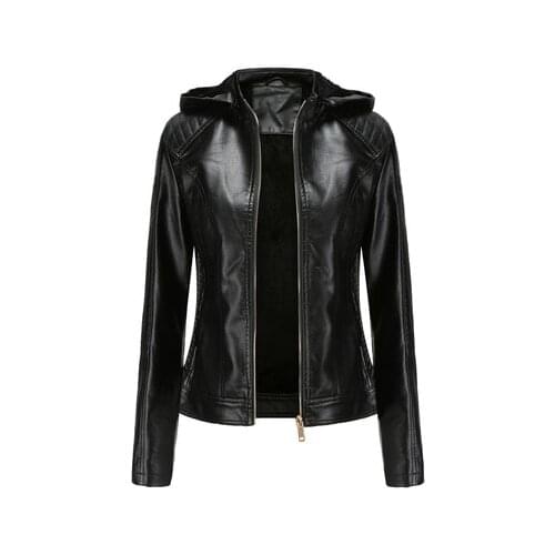 New Women Autumn Winter Faux Soft Leather Jackets Coats Lady Black PU Zipper Epaule Motorcycle Streetwear