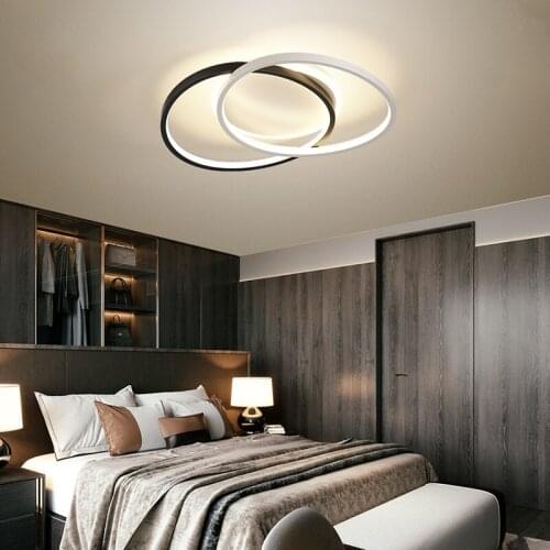 New Style Living Room Lamps 2 Rings Modern Squares Geometric Ceiling Lamps Nordic Creative Minimalist Hall Bedroom Lighting