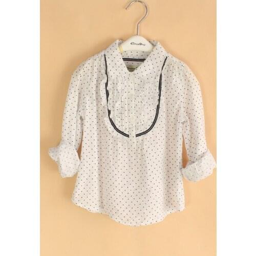 Wholesale 5pcs/lot Baby Girls Long Sleeve Blouse Kids Autumn Long Shirt Polka Dot Blouses