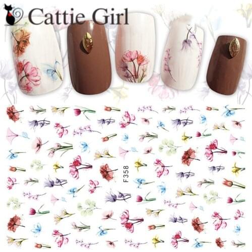 1 Sheet Dry Flowers Leaves 3D Nail Art Transfer Stickers Nail Design Water Marble Moon Nail Accessories for Nail Decorations