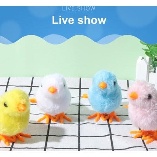 Cat Winding Plush Chick Clockwork Jumping Walking Toy Pet Cartoon Chicken Toy Wind Up Hopping Chick Animal Toy Pets Supplies